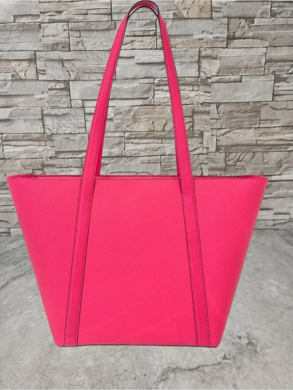 Michael Kors Pratt Large Top Zip Lesthef Tote Electric Pink - Picture 2 of 12